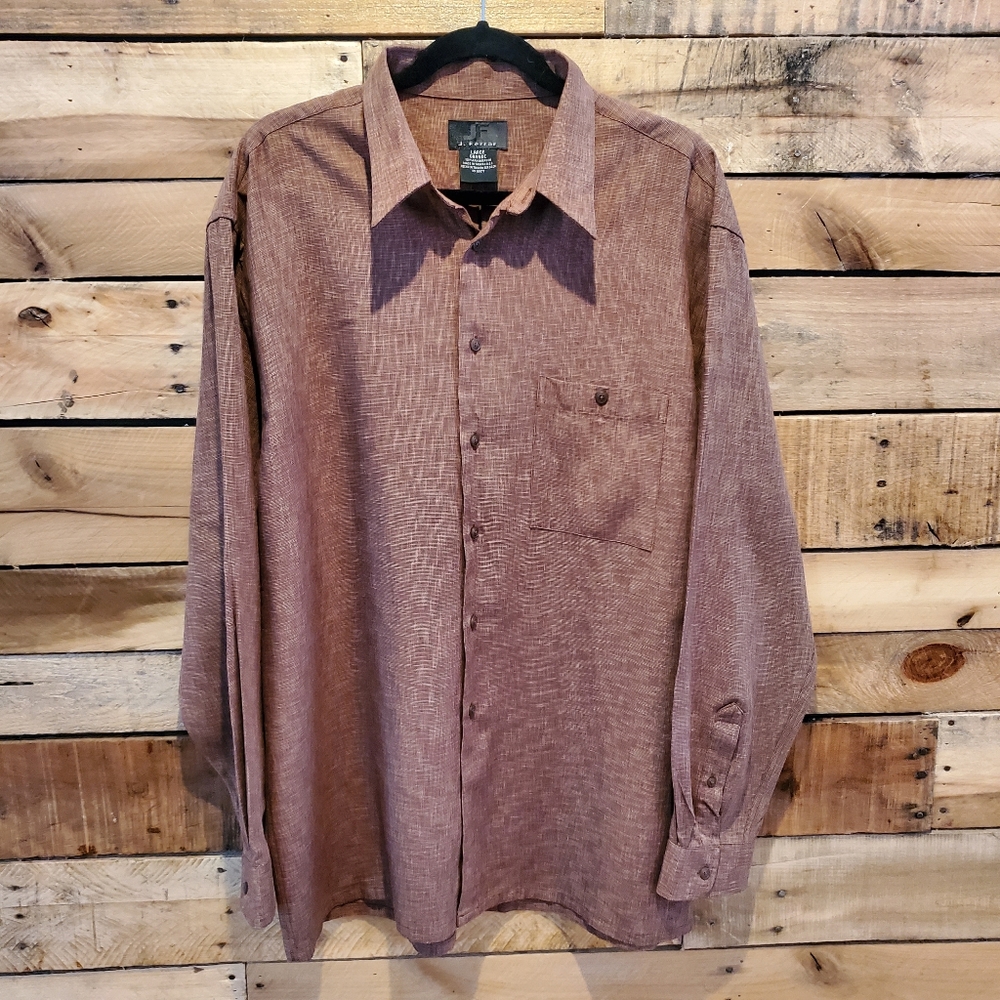 Vintage 1990s Men's J Ferrar brown button down shirt Size L